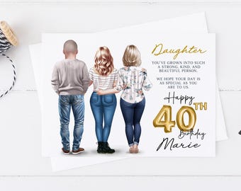 Personalised Happy Birthday Card For Daughter, Mum & Dad, Handmade 40th 50th 60th 70th Large Card, Happy Birthday Dad Family Keepsake 1811