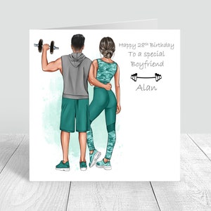 Tarjeta de cumpleaños personalizada para hombres y mujeres gimnasio tarjeta marido hermana hermano novia esposa pareja hombres mujeres regalo novio 183