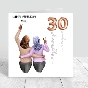 Biglietto personalizzato fatto a mano per migliore amica di buon compleanno da donna musulmana, sorella migliore cugina, 18° 21° 25° 30° 35° 40° 50° 60° 545