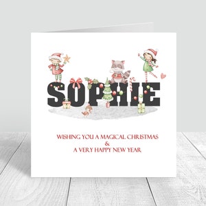 Personalisierte große Name Weihnachtskarte Mädchen, Frauen, Weihnachtskarte Tochter, Enkelin, Neffe, Nichte Grußkarte 713