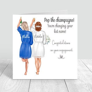 Vous êtes fiancés Félicitations Carte faite main personnalisée Cadeaux de mariage Fiançailles Meilleure demoiselle d'honneur soeur Fiend ** STYLES DE CHEVEUX PERSONNALISÉS **