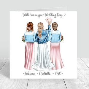 An Ihrem Hochzeitstag handgemachte personalisierte Karte für die beste Freundin / Schwester / Cousine / Bestie / individuelle Frisur 147