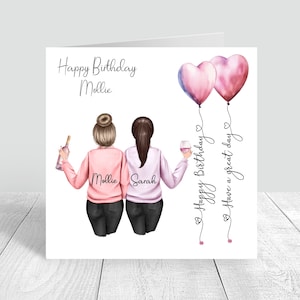 Carte personnalisée joyeux anniversaire meilleure amie pour femme pour sa sœur, meilleure amie, cousine 18e 21e 25e 30e 35e 40e 50e 60e 645