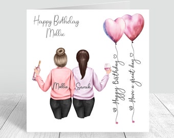Frauen personalisierte beste Freundin alles Gute zum Geburtstag handgemachte Karte für ihre Schwester Bestie Cousin 18. 21. 25. 30. 35. 40. 50. 60 645
