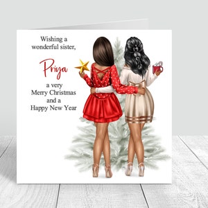 Frohe Weihnachten Schwester / Bester Freund Weihnachtskarte Personalisierte Xmas Party Karte Schwestern / Freunde / Besties Weihnachtsgeschenke 277