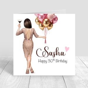 Carte d'anniversaire personnalisée pour femme 18, 21, 25, 28, 30, 40, carte, fait main, anniversaire, petite-fille, fille, nièce, soeur, 622