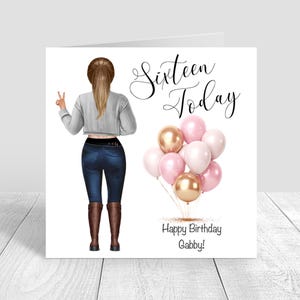 Personalised Girls Happy Birthday Card 16th Birthday Card Sweet 16 Granddaughter daughter Niece Sister, Teenager, Teen Birthday Card 1524