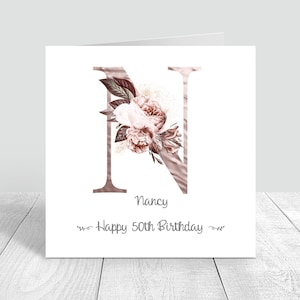 Carte d'anniversaire pour femme personnalisée grande or rose faite à la main joyeux anniversaire maman/tante/meilleur ami/soeur/18 21 30 40 50