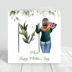 Tarjeta feliz del día de la madre hecha a mano y personalizada mamá / mamá / con tarjeta de amor regalo personalizado del día de la madre tarjeta madre / hija 328