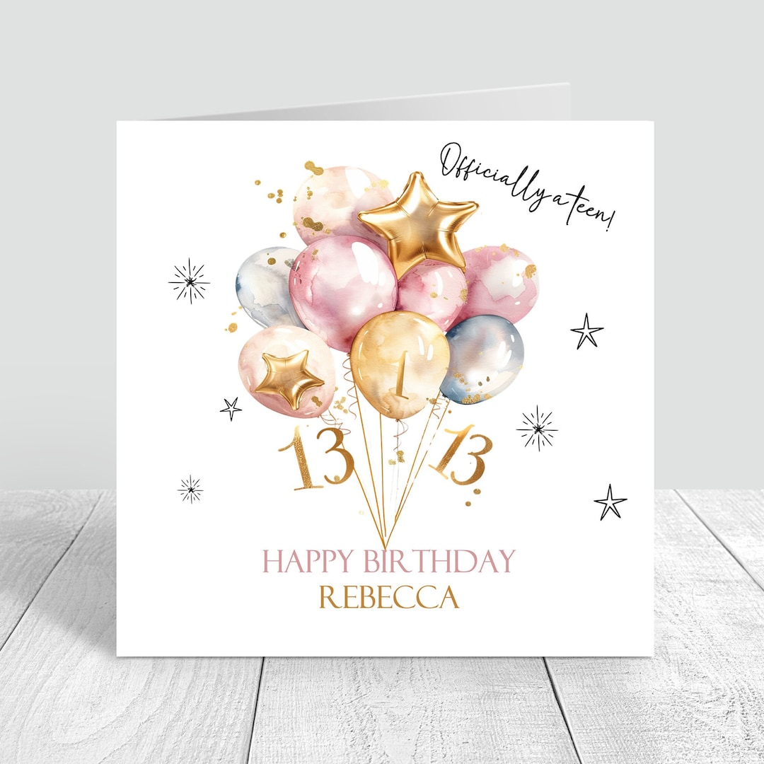 Personalised Girls 13th Birthday Card,officially A Teen Birthday — free download