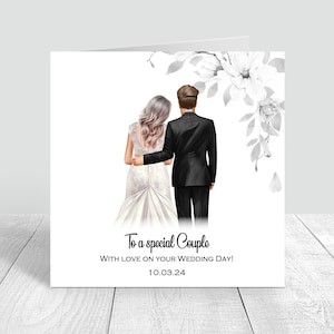 Carte de mariage pour les jeunes mariés Carte de mariage personnalisée Félicitations, joyeux jour de mariage Cadeau pour les jeunes mariés Carte de mariage faite main 1020