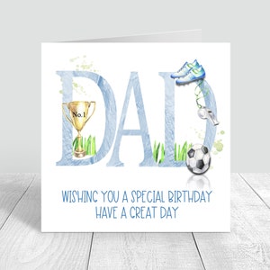Feliz cumpleaños papá tarjeta de felicitación de fútbol hecha a mano y personalizada 30/40/50/60/70