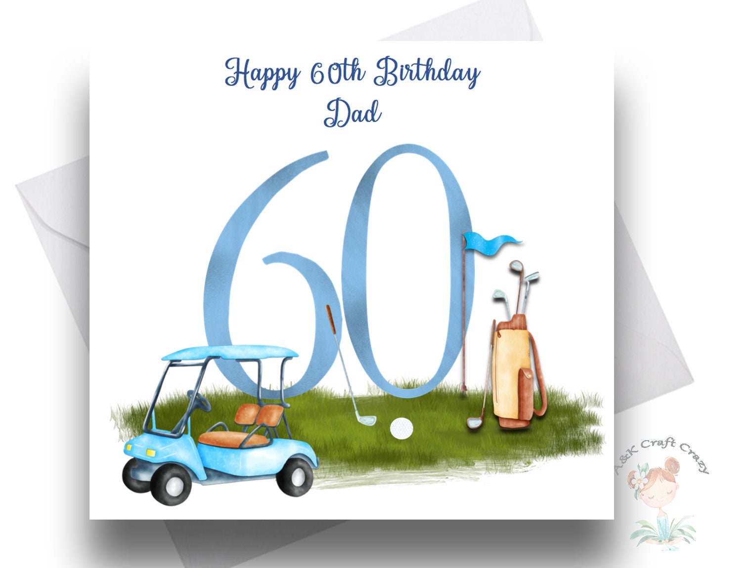 Mens Golf 60th Handmade Birthday Card Handmade and Etsy UK