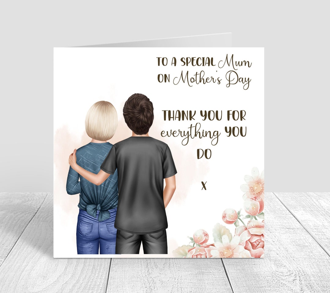 Personalised Happy Mothers Day Card Mother & Son Mothers Day Greeting ...