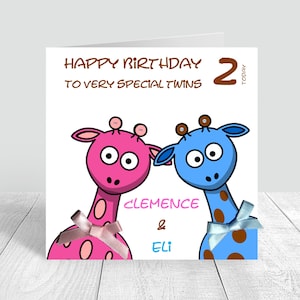 "Happy Birthday Very Special Twins Geburtstagskarte ""Happy Birthday"" zum 1.2.3.-4.Geburtstag personalisiert."