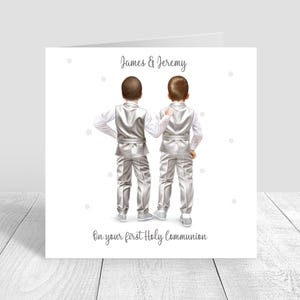 Personalised First Holy Communion Card for Twin Boys, Brother Holy Communion Card,Personalise Handmade  communion gifts 1st Communion 1725