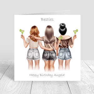 Personalised Besties/Sisters /Friends Happy Birthday Handmade Card 18th 21st 25th 30th 35th 40th 50th 60th, Women's Greeting Card  1645
