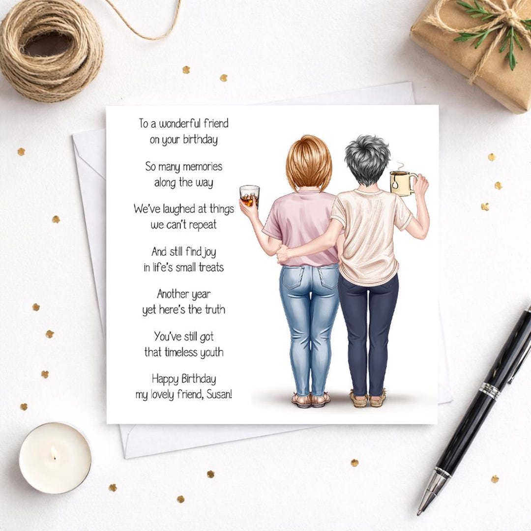 Personalised Women's Happy Birthday Card Best Friend Handmade Card for ...