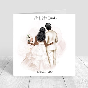 Personalised Bride & Groom Wedding Card, Mr and Mrs, Congratulations Happy Wedding Day Bride and groom gift Handmade wedding card 1601