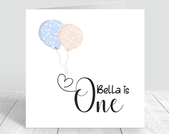 1st Birthday Card Daughter/ Card for Granddaughter First Birthday Personalised Card for Girls