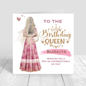 Personalised Indian Women's Happy Birthday Card, Indian Girls Aunt Sister Bestie Cousin 18th 21st 25th 30th 35th 40th 50th 60th 1510