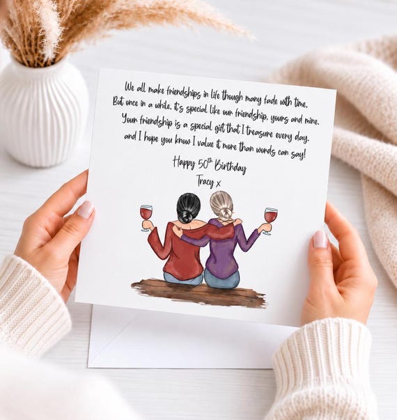 Women's Personalised Best Friend Happy Birthday Handmade Card for Friend| Bestie Special Friend 18th 21st 25th 30th 35th 40th 50th 60th 1287
