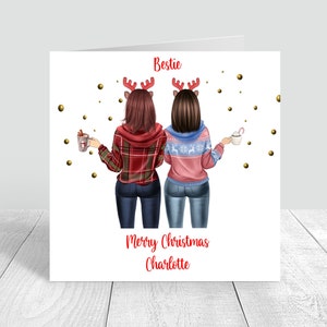 Joyeux Noël, soeur/meilleure amie, carte de Noël personnalisée, pulls de Noël, cadeaux de Noël pour soeurs/amies/meilleures amies 693