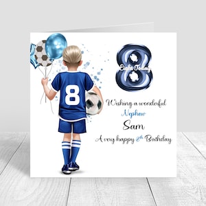 Cartão de aniversário de futebol personalizado para meninos, cartão de feliz aniversário de futebol, cartão de felicitações, cartão de aniversário de kit de futebol, filho 5º 6º 8º 12º 1339