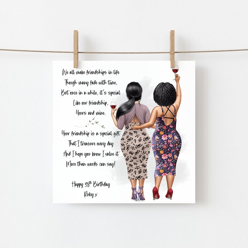 Personalised Women's Happy Birthday Card Best Friend Handmade Card for ...