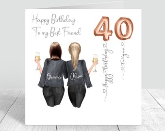 Women's Personalised Best Friend Happy Birthday Handmade Card Curvy Ladies Sister Bestie Cousin 18th 21st 25th 30th 35th 40th 50th 60th 648