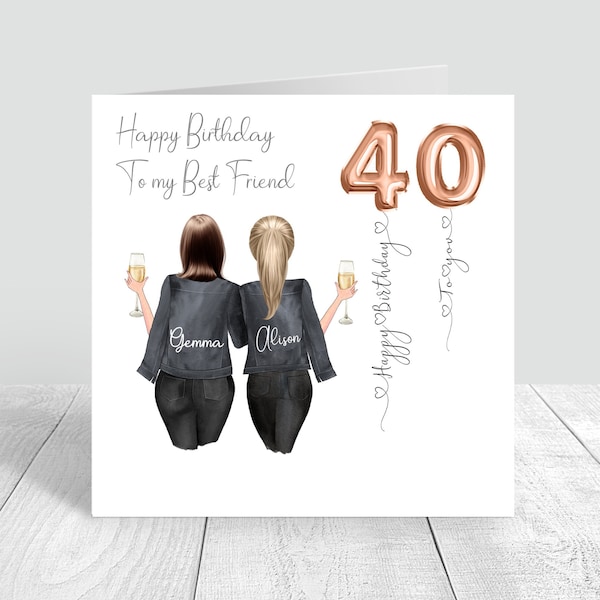 Women's Personalised Best Friend Happy Birthday Handmade Card Curvy Ladies Sister Bestie Cousin 18th 21st 25th 30th 35th 40th 50th 60th 648