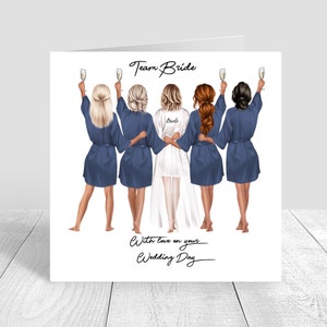 An Ihrem Hochzeitstag handgemachte personalisierte Karte für beste Freundin / Schwester / Cousine / Bestie / Custom Haar / Hautton Optionen