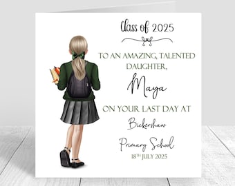Personalised Girls School Leavers Card, Students End of year Last Day Primary School,Secondary School leaving card,Class of 2025- green 1697