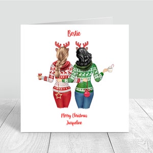 Frohe Weihnachten Schwester/Beste Freundin Weihnachtskarte personalisierte Weihnachtspullover Karte Schwestern/Freunde/beste Freunde Weihnachtsgeschenke 299