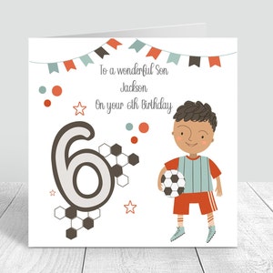 Cartão de aniversário de futebol para meninos, feito à mão, personalizado, para irmão, filho, neto, sobrinho, 1º, 2º, 3º, 5º, 6º, 7º, 8º, cartão de aniversário 0012