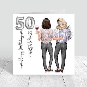 Women's Personalised Best Friend Happy Birthday Handmade Card for her Sister Bestie Cousin 18th 21st 25th 30th 35th 40th 50th 60th 990