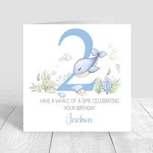 Tarjeta de cumpleaños personalizada para niños, tarjeta de cumpleaños hecha a mano bajo el mar, hermano, hijo, nieto, sobrino, bebés, 1ª criatura marina, 807