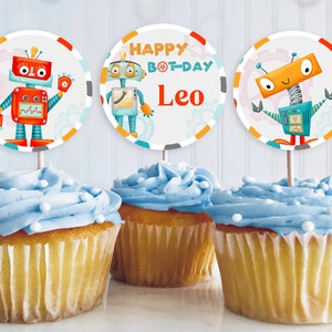 Personalised Robots Cake Topper Robot Cake Decor Upgrading Age Boys Robot Party Decor Robot bolts & nuts Robot centrepieces,multicolour 132
