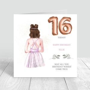 Cartão de aniversário das meninas 16o | Várias opções de cabelo | Cartão de cumprimentos do feliz aniversario | Filha| Neta | Irmã | Amigo