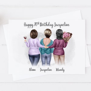 Gepersonaliseerde oudere dames verjaardagskaart meisje groep vrouwen handgemaakte 50e 60e 70e 80e grote kaart vrouwen voor haar vriend 940