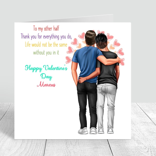 Personalised Same Sex Couple Gay Valentines Day Card Happy Valentines Day Couple Boyfriend Partner Husband Mens Valentine's Day card 333