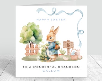 Personalised Boys Easter Card, Easter Bunny Card,Son Easter Card, Grandson Bunny Rabbit, First Easter Card Nephew Grandson, Son, Cousin 867