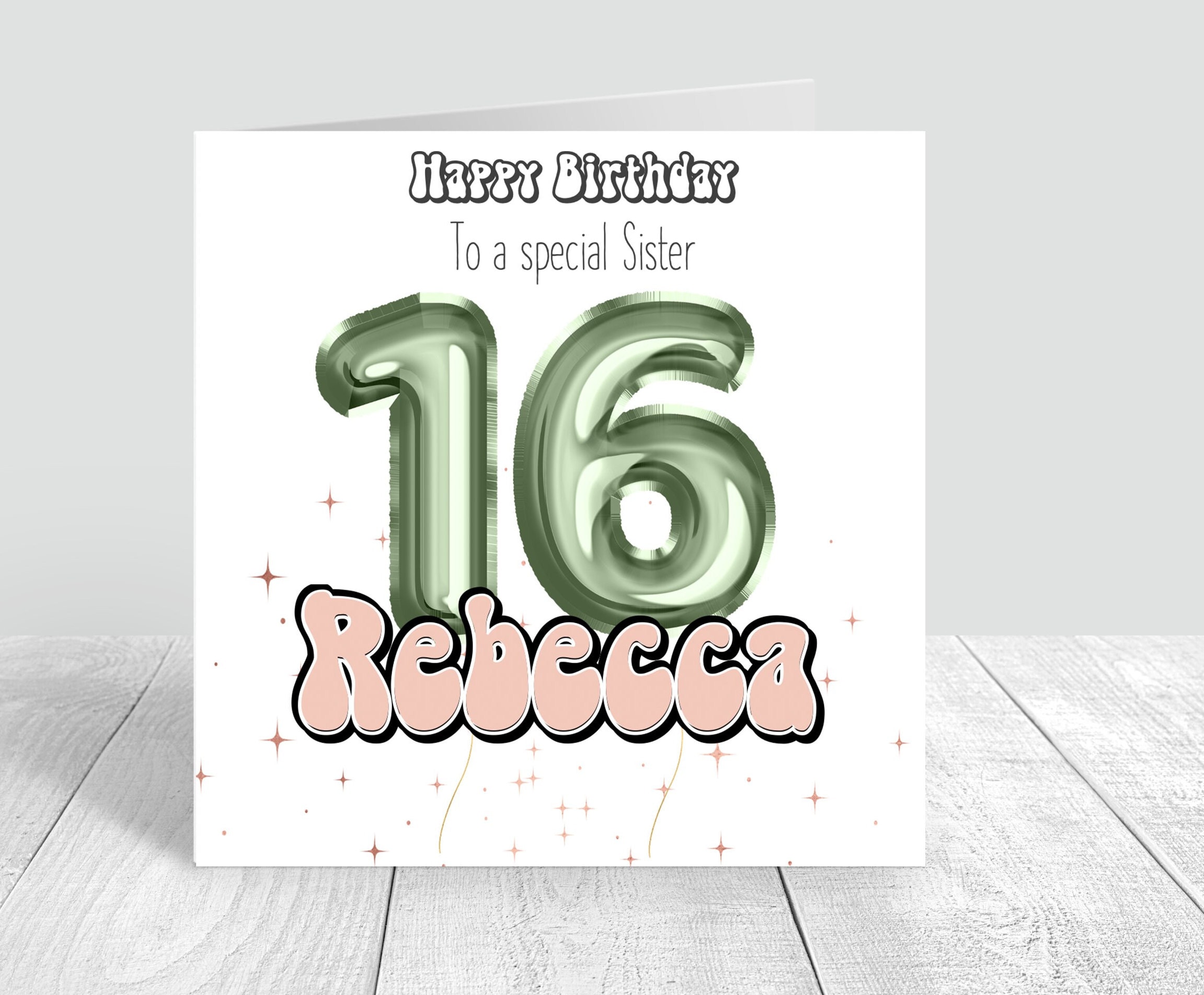 Biglietto di auguri per il 16° compleanno di una ragazza / Biglietto personalizzato di auguri per il 16° compleanno per sorella/zia/nipote/figlia/nipote verde salvia 334 - Italia