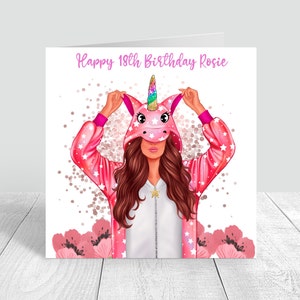 Cartão de aniversário de unicórnio para meninas feito à mão e personalizado 8º 12º 15º 18º 21º filha/neta/irmã/amiga/melhor amiga
