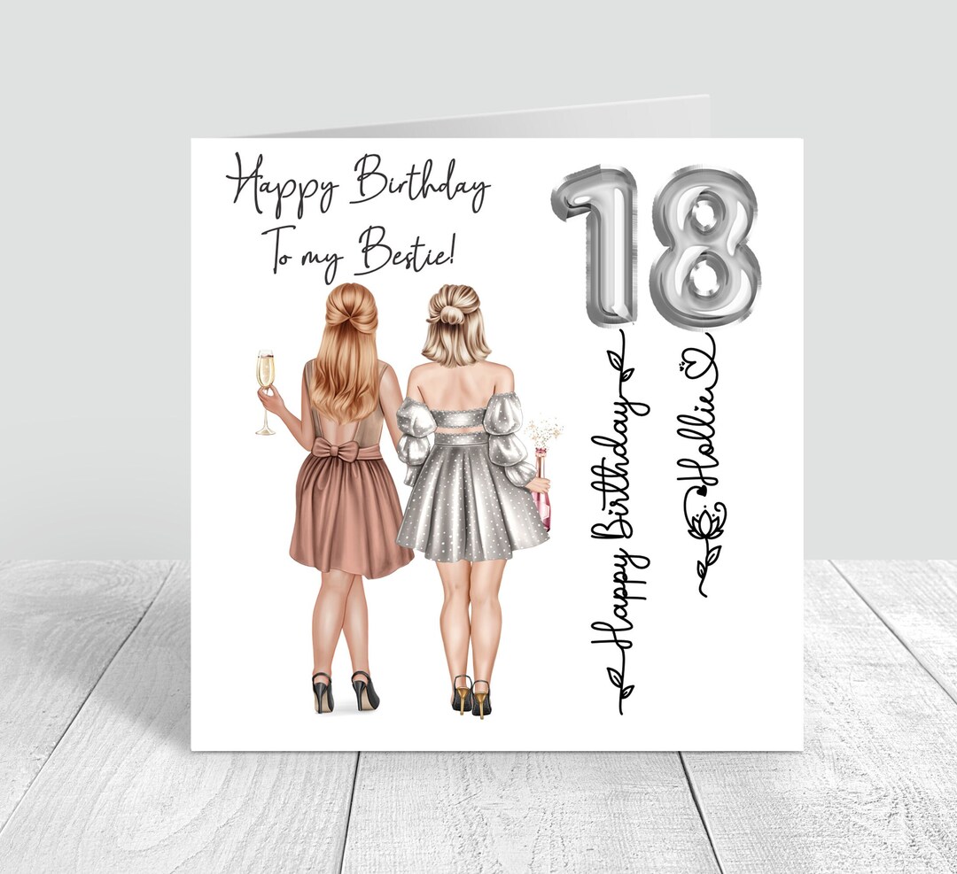 Women's Personalised Best Friend Happy Birthday Handmade Card for Her ...