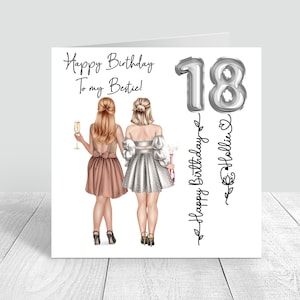 Carte personnalisée joyeux anniversaire meilleure amie pour femme pour sa soeur, meilleure amie, cousine 18ème 21ème 25ème 30ème 35ème 40ème 50ème 60ème 528