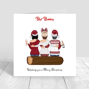 Frohe Weihnachtskarte, personalisierte Weihnachtspullover-Karte, Schwestern, beste Freunde, Weihnachtsgeschenke, handgefertigte / saisonale Karten