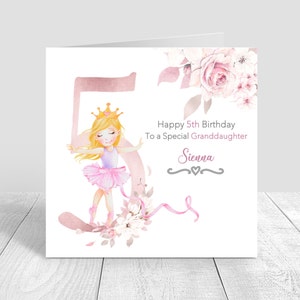 Carte d'anniversaire personnalisée Ballerine pour filles, grand numéro 5, faite à la main pour fille/petite-fille/soeur