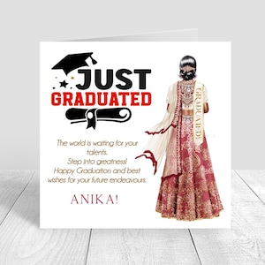 Indian Women's Graduation Card Personalised|Congratulations Graduation Gifts CUSTOMISE HAIR,Well Done Card,Women's Graduation Card,2025 1562