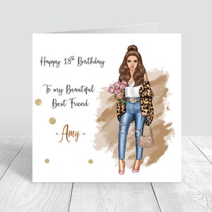Carte d'anniversaire personnalisée pour fille 18, 21, 25, 30, fille | Sœur | Meilleur ami | Nièce | Idée cadeau d'anniversaire de petite-fille pour elle